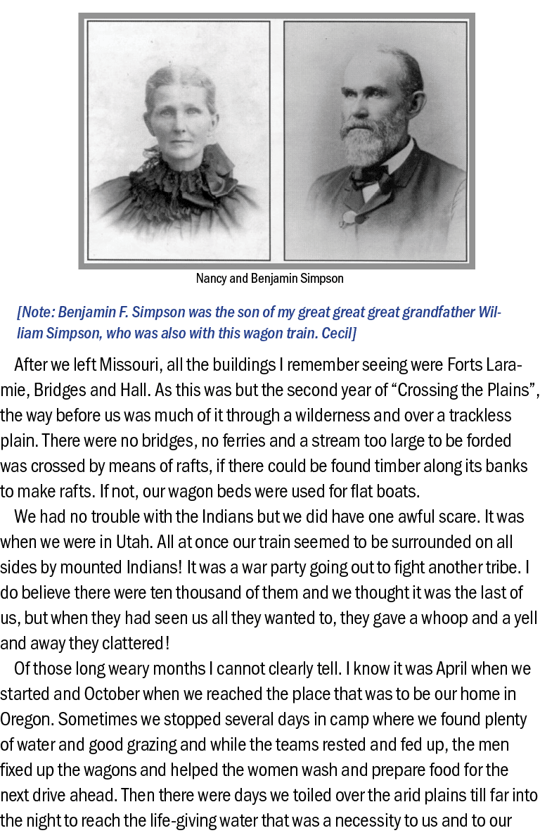 ￼ Nancy and Benjamin Simpson [Note: Benjamin F. Simpson was the son of my great great great grandfather William Simps...